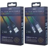 REMAX RC-152M 1m 2.4A USB naar Micro USB Kleurrijke Ademhaling Data Cable (Zwart)