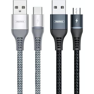 REMAX RC-152M 1m 2.4A USB naar Micro USB Kleurrijke Ademhaling Data Cable (Zwart)