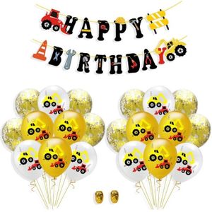 Bouw trekker opblaasbare lucht ballonnen verjaardag graafmachine voertuig banners baby douche Kids jongens Birthday Party Supplies  pak: pak zes