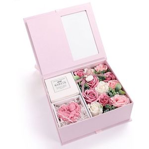 Creatieve Valentine dag gift zeep bloem Rose Gift Box souvenir (roze)