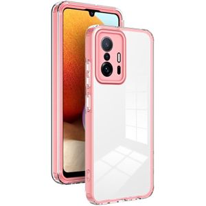 Voor Xiaomi 11T Pro 3 in 1 Clear TPU Color PC Frame Phone Case