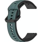 Voor Amazfit GTR 3 Pro 22 mm bolle lus tweekleurige siliconen horlogeband (olijfgroen + zwart)