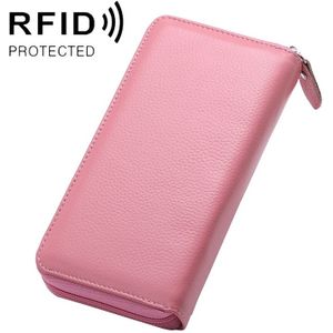 902 Antimagnetisch RFID Litchi textuur vrouwen grote capaciteit hand portemonnee portemonnee telefoon zak met kaartsleuven (roze)
