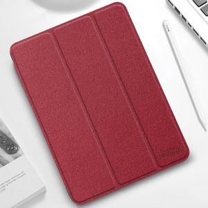 Mutural YASHI-serie TPU + PU doek patroon textuur horizontale flip lederen geval met drie-opvouwbare houder  pen slot & wake-up / slaap functie voor iPad Pro 11 (2021) (rood)