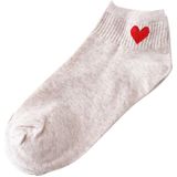 10 paar leuke sokken vrouwen rood hart patroon zachte ademende katoenen sokken enkel-hoge casual comfortabele sokken (beige lichaam rood hart)