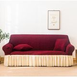 Woonkamer stretch volledige dekking rok stijl sofa cover  maat: dubbele m 145-185cm (Wijn rood was wit)