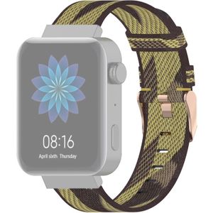 18mm Stripe Weave Nylon Polsband horlogeband voor Xiaomi Mi Watch  Garmin Vivomove 3s / Vivoactive 4s (Geel)