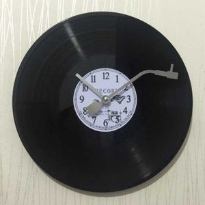 12 inch vinyl record DIY muur klok retro vintage record klok (witte cijfers)
