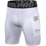 Sports Running Training Zweet Wicking Quick Drying Stretch Strakke Shorts Met Pocket (Kleur: Witte Maat: S)