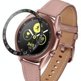 Voor Samsung Galaxy Watch 3 41mm Smart Watch Steel Bezel Ring  een versie (Zwarte Ring Witte Letter)