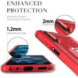 Voor Huawei Honor 20 / 20S / Nova 5T Carbon Fiber Beschermhoes met 360 graden roterende ringhouder(rood)