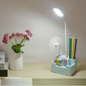 Student USB Charging Bedroom Touch LED Eye Protection Multifunctionele Creative Desk Lamp  Style:With Fan(Blue)