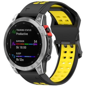 Voor Garmin Fenix 7S/6S/5S Tweekleurige siliconen horlogeband (zwart geel)