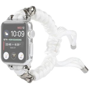 Skull Umbrella Cord Gevlochten horlogebandje voor Apple Watch Series 6 & SE & 5 & 4 40mm / 3 & 2 & 1 38mm(Wit)