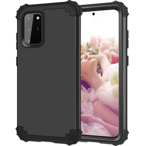 For Galaxy S20 Plus PC + Silicone Three-piece Shockproof Protection Case(Black)