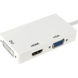 Mini DisplayPort mannetje naar HDMI + VGA + DVI vrouwtje Adapter Converter kabel voor Mac Book Pro Air  Kabel Lengte: 17cmwit
