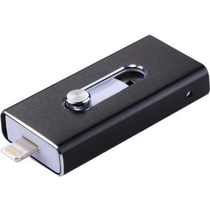 RQW-02 3 in 1 USB 2.0 & 8 Pin & Micro USB 32GB Flash Drive  voor iPhone & iPad & iPod & meeste Android Smartphones & PC Computer(Black)