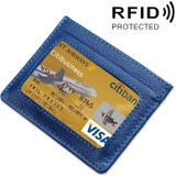 Koeienhuid Litchi textuur Open Type effen kleur kaart houder RFID blokkeren kaart Bag beschermende lederen hoes (donkerblauw)