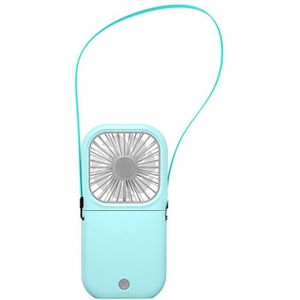 F20 galvaniseren handheld ventilator draagbare desktop vouwen mute USB hangende nek ventilator (blauw)