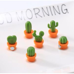 6 stks/set Cactus Koelkast Stickers Groen Bericht Magnetische Cartoon Stickers (Oranje Pot)