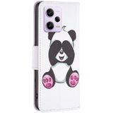 Voor Xiaomi Redmi Note 12 Pro Wereldwijd gekleurd tekenpatroon lederen telefoonhoes (Panda)