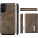 For Samsung Galaxy S21 DG.MING M2 Series 3-Fold Multi Card Bag + Magnetic Back Cover Shockproof Case with Wallet & Holder Function(Coffee)
