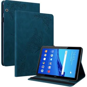 For Huawei MediaPad T5 Butterfly Flower Embossed Leather Tablet Case(Blue)