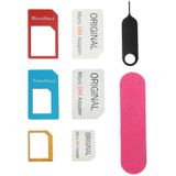 Nano SIM naar Micro SIM-kaart Adapter + Nano SIM naar standaard SIM-kaart Adapter + Micro SIM naar standaard SIM-kaart Adapter + Sim kaart lade houder uitwerpen Pin sleutel Tool met dubbele dubbelzijdige Tape voor iPhone 5 & 5S  iPhone 4 & 4S  3 g /