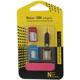 Nano SIM naar Micro SIM-kaart Adapter + Nano SIM naar standaard SIM-kaart Adapter + Micro SIM naar standaard SIM-kaart Adapter + Sim kaart lade houder uitwerpen Pin sleutel Tool met dubbele dubbelzijdige Tape voor iPhone 5 & 5S  iPhone 4 & 4S  3 g /