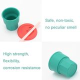 Kinderen siliconen stro cups drop en hoge temperatuur resistente water cups groene beker + gele cover (400ml)