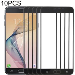 10 PCS front screen buiten glazen lens voor Samsung Galaxy J7 Prime  On7 (2016)  G610F  G610F / DS  G610F / DD  G610M  G610M / DS  G610Y / DS (zwart)