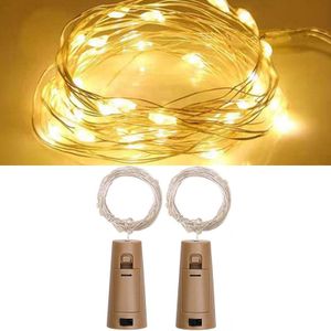 2 STUKS LED Wijn Kurk Kerst Decoratieve Lichtslingers  Spec: 2m 20 Lichten (Warm Wit)