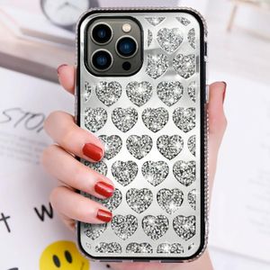 Voor iPhone 14 Pro Love Hearts Diamond Mirror TPU-telefoonhoes