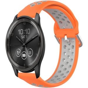 Voor Garmin Vivomove Trend 20 mm geperforeerde ademende sport siliconen horlogeband (oranje + grijs)