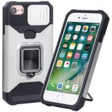 Glijdende Camera Cover Design PC + TPU Shockproof Case met Ring Holder & Card Slot voor iPhone SE 2020 / 8/7 / 6S / 6 (Silver)