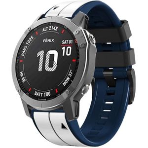 Voor Garmin Fenix 6X 22mm siliconen sport tweekleurige horlogeband (wit + donkerblauw)