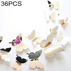 36 PCS Home Decoratie originaliteit PC 3D spiegel oppervlak Butterfly muur plakken
