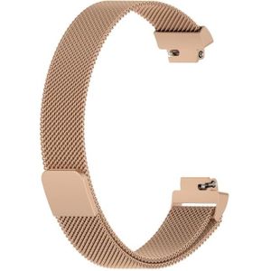 Voor Fitbit Inspire 2 Milanese vervangende polsband horlogeband  maat: S (Rose Gold)