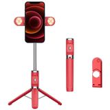 Bluetooth Afstandsbediening Dual Fill Light Statief Selfie Stick (Rood)
