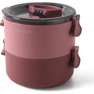 2 STUKS JC6680 vers-houden lunchbox kinderen plastic magnetron-verwarmde lunchbox  capaciteit: dubbele laag (rood)