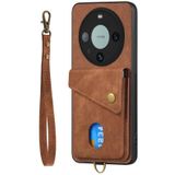 Voor Huawei Mate 60 Pro Retro Card Wallet Fold lederen telefoonhoes met riem