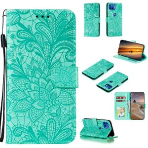 Voor Motorola Moto G5 Plus 5G Lace Flower Horizontale Flip Lederen case met Holder & Card Slots & Wallet & Photo Frame(Groen)