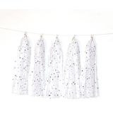 6 packs kleur polka dot papier kwasten verjaardag kamer decoratie lint guirlande (TX0012 ster maan wit)