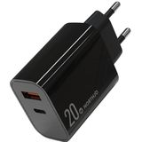 NORTHJO NOPD2002 PD20W USB-C/Type-C + QC 3.0 USB dubbele poorten snellader  EU-stekker