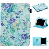 Voor 7 inch Universal Tablet PC Flower Pattern Horizontale Flip Lederen case met kaartslots & houder (paarse bloem)