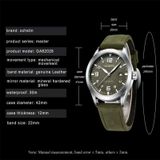 Ochstin 62028 Mode volledig automatisch mechanisch horloge waterdicht mannen vrije tijd mechanische horloge kalender lederen horloge (groen)