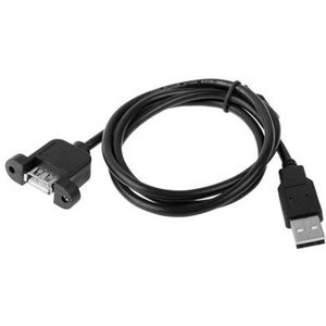 USB 2.0 mannetje naar vrouwtje Type A Mount Panel Kabel  Lengte: 90cm