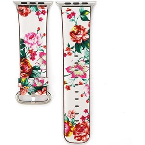 Voor Apple Watch serie 3 & 2 & 1 38 mm Fashion nomaden stijl kijken beetje bloemmotief vrouwen lederen pols Band