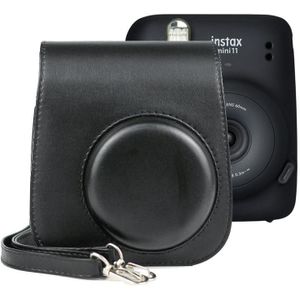 Solid Color Full Body Camera Lederen Case Bag met riem voor Fujifilm Instax Mini 11 (Zwart)