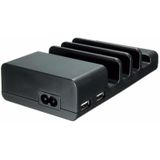 YM-UD04 4-poorts 5A USB Dock Docking Station voor opladen  iPhone / iWatch / iPad  Android smartphone  Tablets  etc. (zwart)